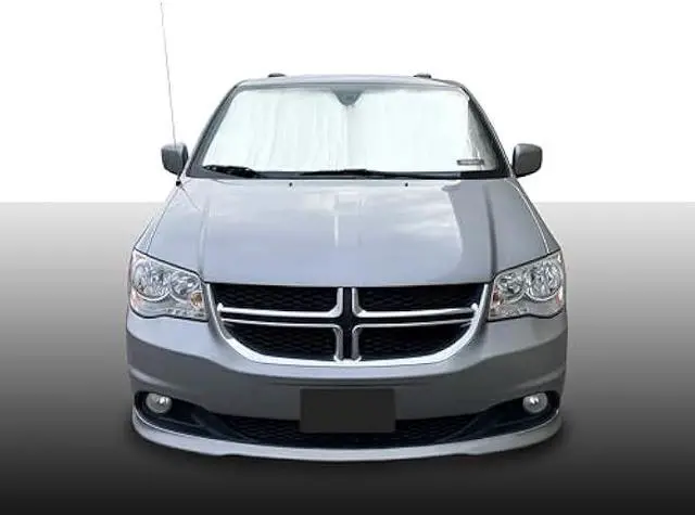 Alt view image 4 of 6 - YelloPro Custom Fit Reflective Front Windshield Sunshade Accessories for 2011 2012 2013 2014 2015 2016 2017 2018 2019 2020 Dodge Grand Caravan Minivan, Express Mainstreet Crew AVP RT SE SXT