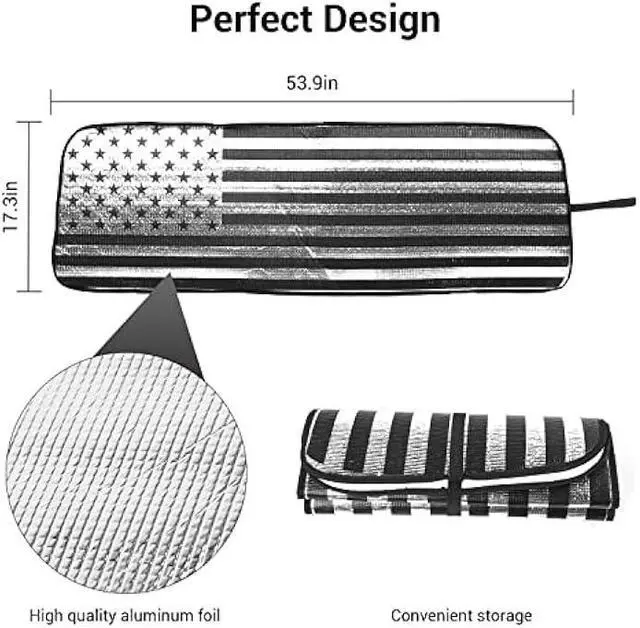 Alt view image 4 of 7 - Voodonala for Jeep JL Windshield Sunshade Window Sun Shade Sun Visor Shade Panel for 2018-2025+Jeep Wrangler JL JLU 2/4Door Gladiator JT 4xe Foldable Sun Shield Cover Block Heat and Block UV Rays Flag