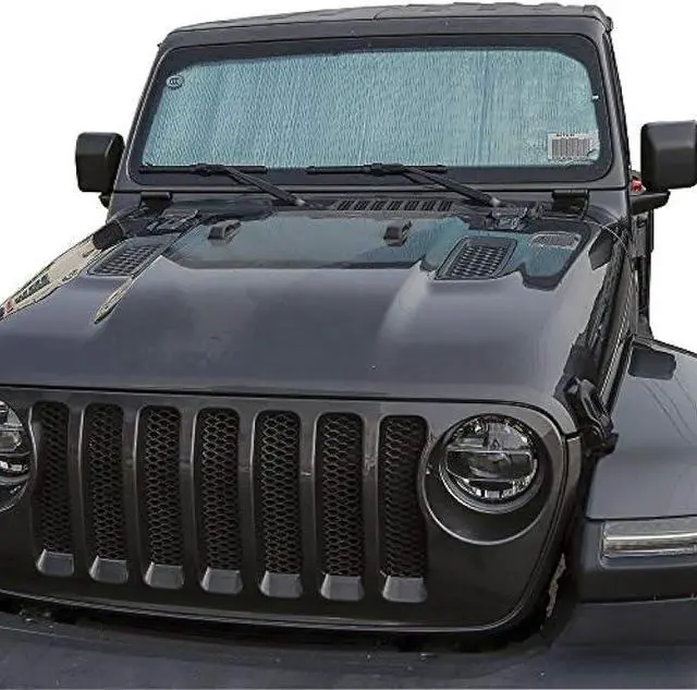 Alt view image 6 of 7 - JeCar Windshield Sun Shade Foldable Sun Visor Aluminum Foil Sunshade Interior Accessories Compatible with Jeep Wrangler 2018-2023 JL JLU & 2020-2023 Gladiator JT