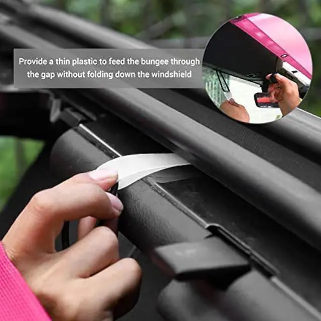 Alt view image 5 of 6 - JeCar JLU Sun Shade Mesh Sunshade Provides UV Sun Protection Exterior Accessories Compatible with Jeep Wrangler 2018-2024 JL Unlimited 4 Door Front & Rear, Pink