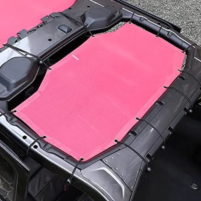 Alt view image 6 of 6 - JeCar JLU Sun Shade Mesh Sunshade Provides UV Sun Protection Exterior Accessories Compatible with Jeep Wrangler 2018-2024 JL Unlimited 4 Door Front & Rear, Pink