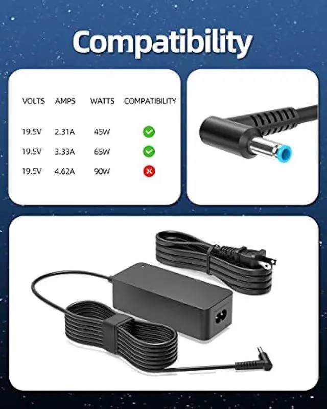 Alt view image 3 of 7 - Model Charger Fit for HP 15-dw 15-dy 15-db 15-ef 15-dx 15-da 15-ay 15-ba 15-bw 15-f 15-u 15-bs 15-af 15-au 15-eh 15-cw 15-ac 15-ax 15-d 15-di 15-ds 15-dr 15-ed 15-ee 15-eg 15-fd Laptop Power Cord