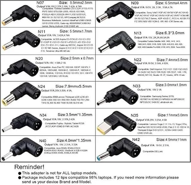 Alt view image 4 of 5 - Universal Laptop Charger 90W, Slim AC Adapter Power Supply Cord with USB Port for Mobile Phones| Tablet Compatible with Dell Lenovo Toshiba Acer Asus Gateway IBM and Most Notebooks