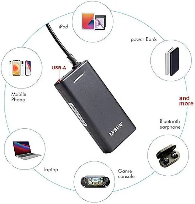 Alt view image 5 of 5 - Universal Laptop Charger 90W, Slim AC Adapter Power Supply Cord with USB Port for Mobile Phones| Tablet Compatible with Dell Lenovo Toshiba Acer Asus Gateway IBM and Most Notebooks