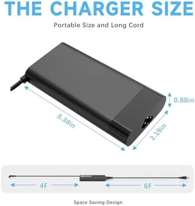 Alt view image 3 of 6 - 200W Laptop Charger Compatible with HP Omen 15 17 zbook 15 17 Victus 15 16 16-e1163nr Pavilion Gaming 15 17 Envy 15 2020 TPN-DA10 L00818-850 ADP-200HB B TPN-LA21 TPN-LA20 Power AC Adapter
