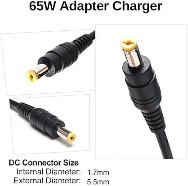 Alt view image 2 of 6 - 65W 19V AC Adapter Compatible with Acer Aspire V3 V5 E1 E3 E5 ES1 R3 M5 F5 5000 5100 5250 6920 7741Z N15Q1 N16Q2 Laptop Power Supply Cord Monitor for LCD H236HL SA230 G276HL S230HL G246HL