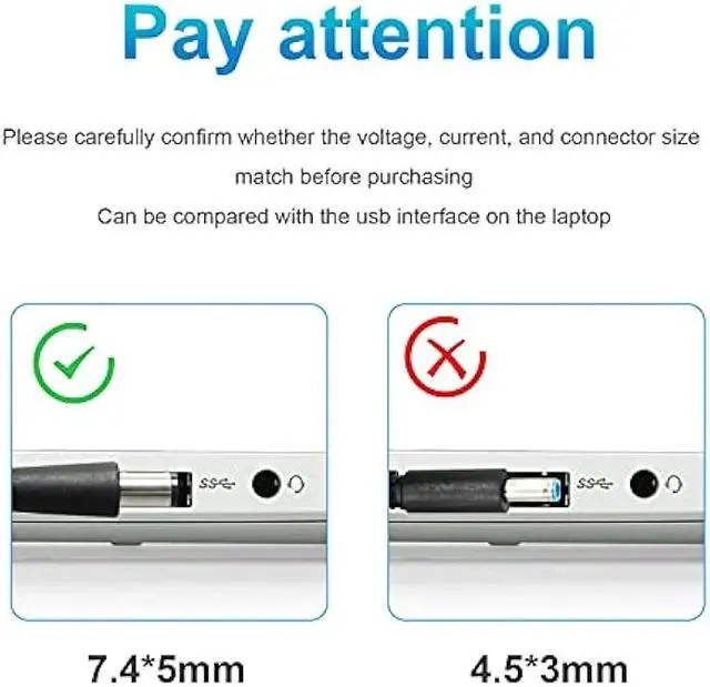 Alt view image 6 of 6 - Laptop Charger AC Power Adapter for HP 608425-001 609939-001 18.5V 3.5A 65W