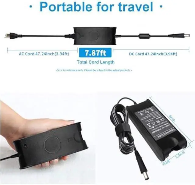 Alt view image 2 of 7 - 90W 19.5V 4.62A AC Charger Compatible with Dell Inspiron 17R N7110 N5110 1720 1537 1564 N4110 3721 6000 6400 Latitude E6410 E4310 3450 3543 E4300 E6220 E6400 E6510 XPS M1330 M1530 Studio 1737 1558