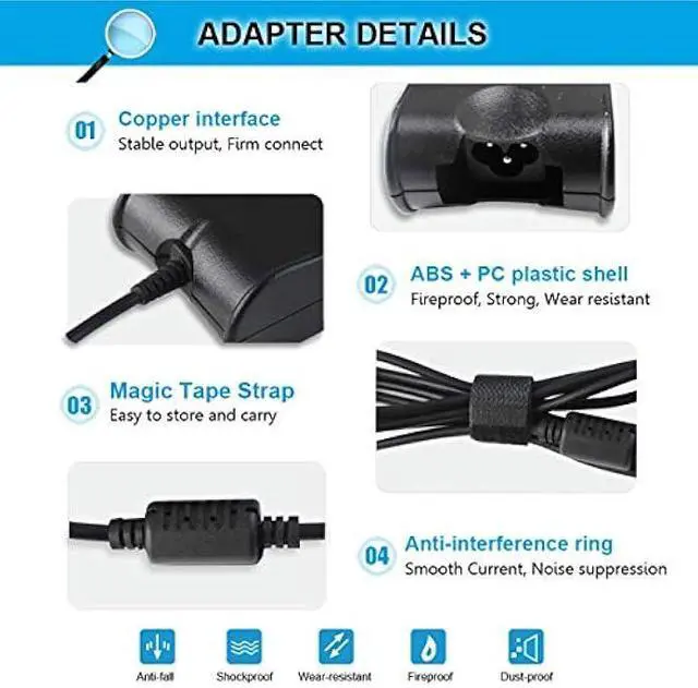 Alt view image 4 of 7 - 90W 19.5V 4.62A AC Charger Compatible with Dell Inspiron 17R N7110 N5110 1720 1537 1564 N4110 3721 6000 6400 Latitude E6410 E4310 3450 3543 E4300 E6220 E6400 E6510 XPS M1330 M1530 Studio 1737 1558