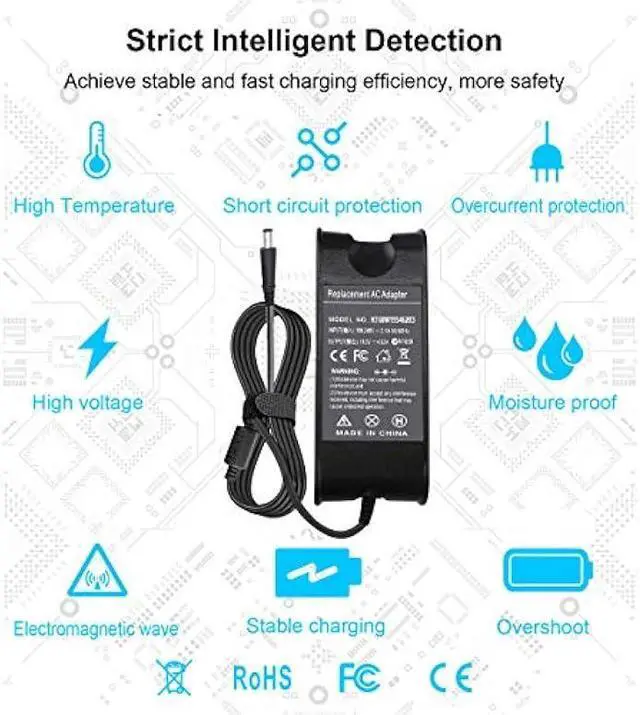 Alt view image 5 of 7 - 90W 19.5V 4.62A AC Charger Compatible with Dell Inspiron 17R N7110 N5110 1720 1537 1564 N4110 3721 6000 6400 Latitude E6410 E4310 3450 3543 E4300 E6220 E6400 E6510 XPS M1330 M1530 Studio 1737 1558