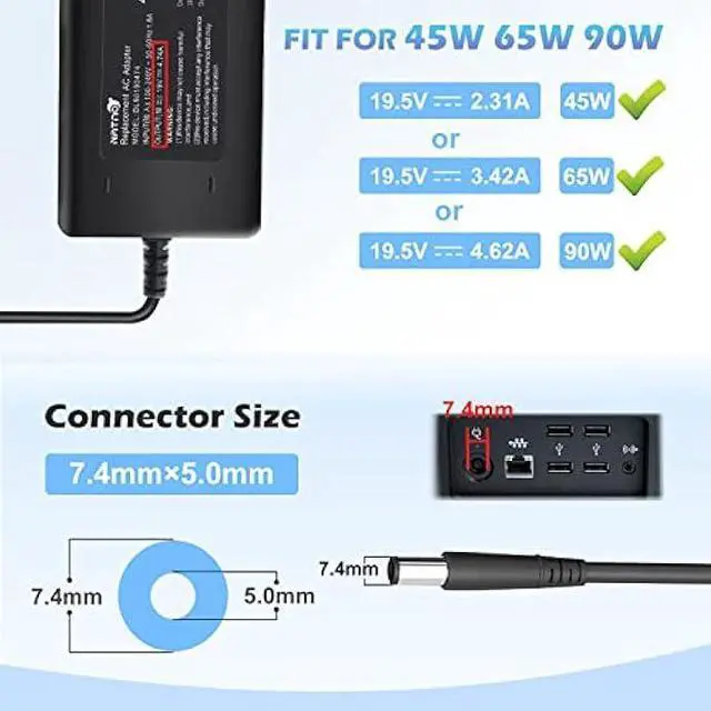 Alt view image 3 of 5 - 90W 19V 4.74A AC Adapter Charger Power Supply for HP Pavilion All-in-One Desktop PC 20-B010 20-B013W 20-B014 21-h010 21-2024 22-3010 22-3020 22-3030 22-3110 23-g010 24-G014 24-F0047C