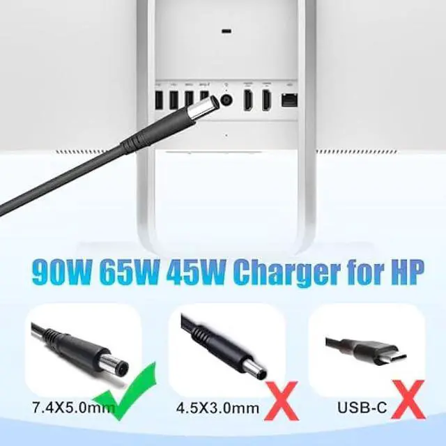 Alt view image 4 of 5 - 90W 19V 4.74A AC Adapter Charger Power Supply for HP Pavilion All-in-One Desktop PC 20-B010 20-B013W 20-B014 21-h010 21-2024 22-3010 22-3020 22-3030 22-3110 23-g010 24-G014 24-F0047C