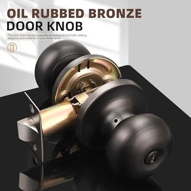 Alt view image 2 of 6 - GOBEKOR 10 Pack Interior Privacy Door Knobs Oil Rubbed Bronze Keyless Locking Door Knob Bed and Bath Door Knobs Round Door Knob with Lock