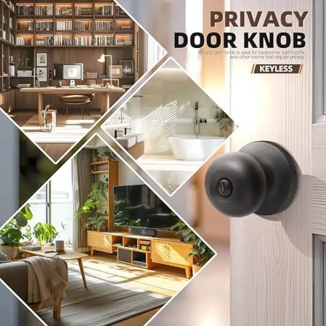 Alt view image 3 of 6 - GOBEKOR 10 Pack Interior Privacy Door Knobs Oil Rubbed Bronze Keyless Locking Door Knob Bed and Bath Door Knobs Round Door Knob with Lock