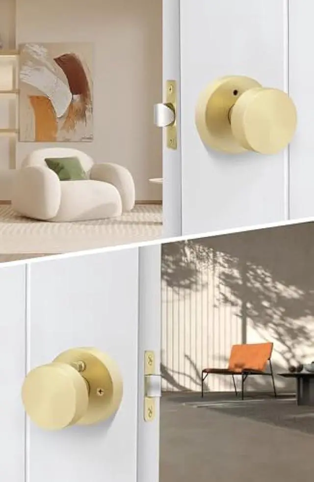 Alt view image 3 of 5 - goldenwarm Gold Door Knobs Interior, Heavy Duty Zinc-Alloy Privacy Brushed Gold Interior Door Knobs, Brushed Brass Indoor Doorknobs for Bedroom, Bathroom (1 Pack)