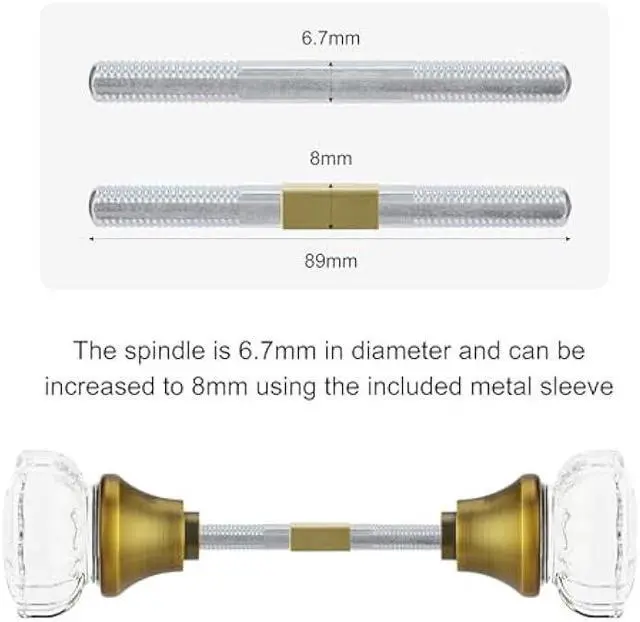 Alt view image 5 of 5 - Toptoo 2 Sets Glass Door Knobs - Old Style, Vintage Crystal, Antique Brass Finish