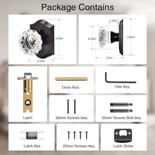 Alt view image 5 of 6 - Crystal Door Knobs, Oil Rubbed Bronze Glass Door Knobs Interior Rose Shape with Lock Privacy Function, Vintage Antique for Bedroom Bathroom