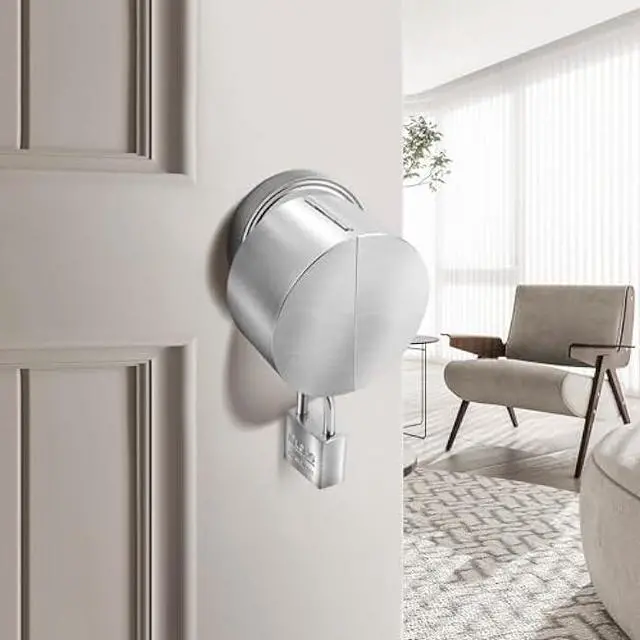 Alt view image 2 of 6 - Upgraded Door Knob Lock Out Device, Locking Cover, Handle Locker Child Proof, Kid Elder Safety Locks Prevents Turning of Door Knob, Doorknob Faucet Valve Gas Stove Security Devices with Padlock Key