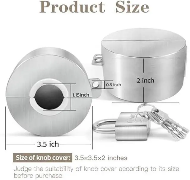 Alt view image 3 of 6 - Upgraded Door Knob Lock Out Device, Locking Cover, Handle Locker Child Proof, Kid Elder Safety Locks Prevents Turning of Door Knob, Doorknob Faucet Valve Gas Stove Security Devices with Padlock Key