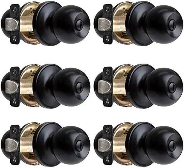 Main image of Ilyapa Privacy Black Interior Locking Door Knobs for Interior Doors- Ball Style Matte Black Door Knobs with Lock, Interior Keyless Privacy- Keyless Locking Knob