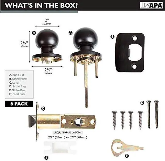 Alt view image 2 of 5 - Ilyapa Privacy Black Interior Locking Door Knobs for Interior Doors- Ball Style Matte Black Door Knobs with Lock, Interior Keyless Privacy- Keyless Locking Knob