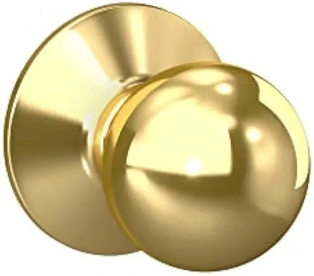Main image of Schlage F10 ORB 605 Orbit Door Knob, Hall & Closet Passage Lock, Bright Brass