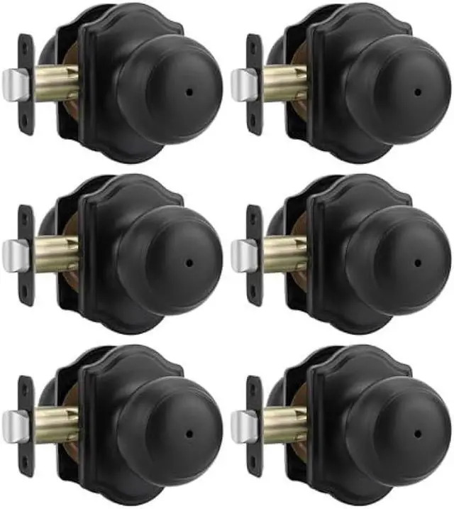 Main image of Haidms Black Door Knobs Interior, Privacy Interior Door knobs for Bedroom, Matte Black Indoor Doorknobs for Bathroom (6 Pack)