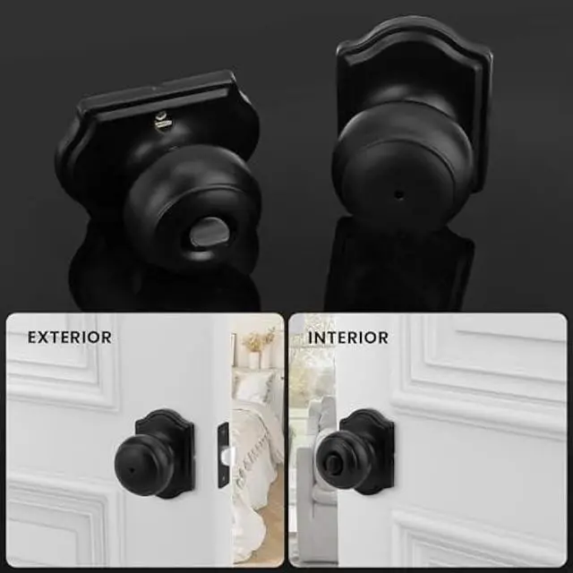 Alt view image 2 of 6 - Haidms Black Door Knobs Interior, Privacy Interior Door knobs for Bedroom, Matte Black Indoor Doorknobs for Bathroom (6 Pack)
