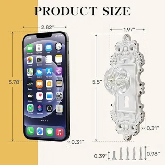 Alt view image 2 of 5 - Vintage Dummy Door Knob Interior 2 Pack Crystal Glass Door Knobs Antique White Cabinet Knobs Keyless Decorative Hallway Closet Door Pulls Dresser Handles