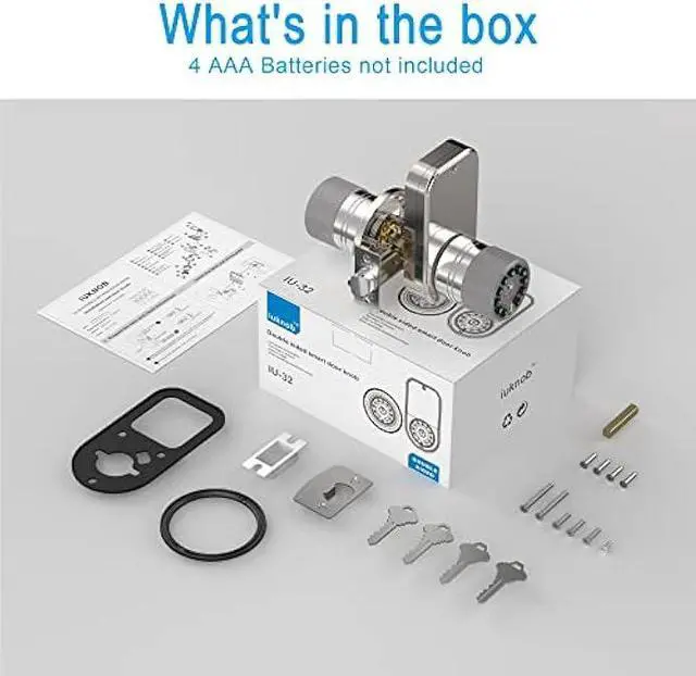 Alt view image 5 of 6 - Double Sided Keypad Door Knob with Dual Cylinders and Key Alike, iuknob Keyless Entry Smart Door Lock for Entrance, Fence, Gate, Swimming Pool,Waterproof and Weatherproof for Outdoor & Interior Door.