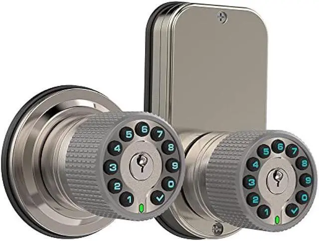 Alt view image 6 of 6 - Double Sided Keypad Door Knob with Dual Cylinders and Key Alike, iuknob Keyless Entry Smart Door Lock for Entrance, Fence, Gate, Swimming Pool,Waterproof and Weatherproof for Outdoor & Interior Door.