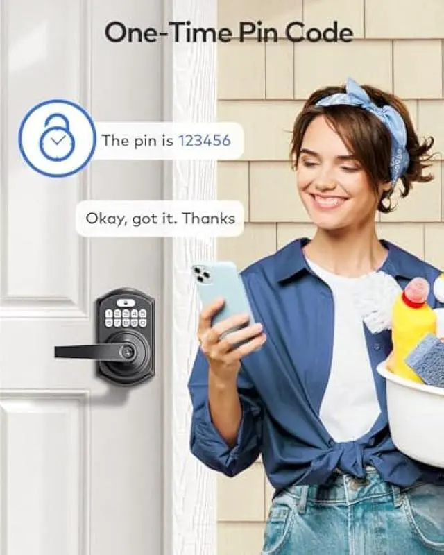 Alt view image 2 of 5 - TEEHO TE004 Keyless Entry Keypad Door Lock with Handle - Smart Digital Electronic Lock for Interior Door with Anti-Peeping, Auto Lock & Passage Mode - Easy Installation - Matte Black