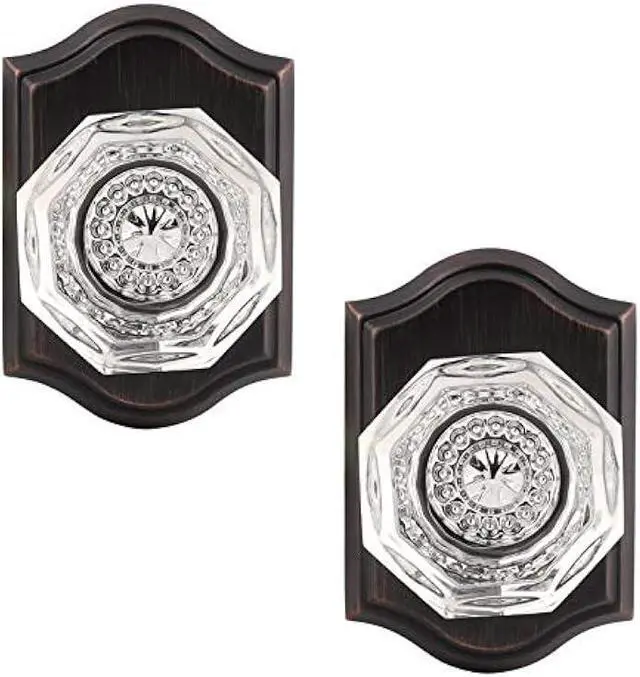 Main image of Gobrico 2 Pack Half Dummy Hardware with Octagonal Crystal Glass Knob,Inactive Dummy Knobs for Hall Closet Pantry Room,No Locking Mechanism,Oil Rubbed Bronze Finish