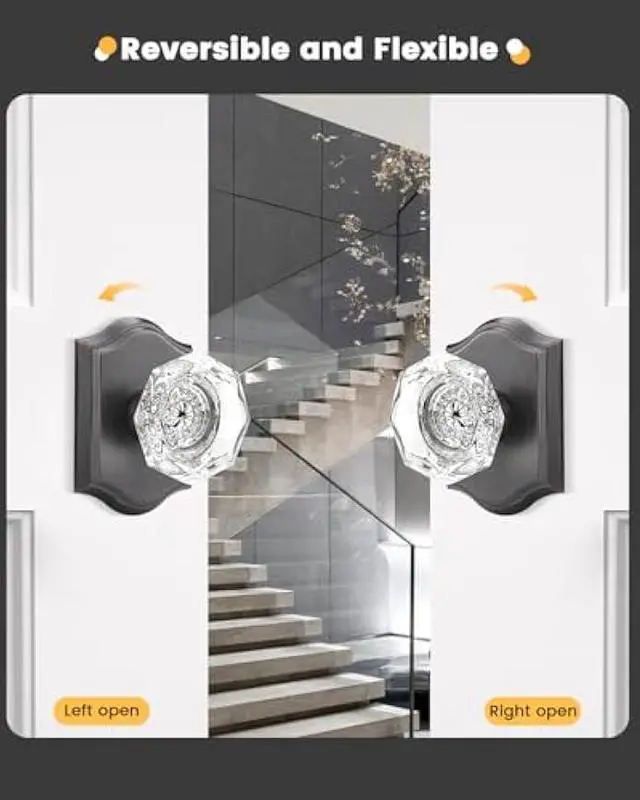 Alt view image 6 of 7 - Gobrico 2 Pack Half Dummy Hardware with Octagonal Crystal Glass Knob,Inactive Dummy Knobs for Hall Closet Pantry Room,No Locking Mechanism,Oil Rubbed Bronze Finish