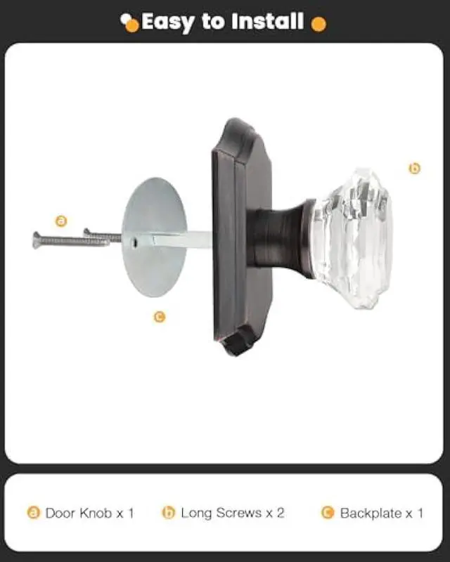 Alt view image 7 of 7 - Gobrico 2 Pack Half Dummy Hardware with Octagonal Crystal Glass Knob,Inactive Dummy Knobs for Hall Closet Pantry Room,No Locking Mechanism,Oil Rubbed Bronze Finish