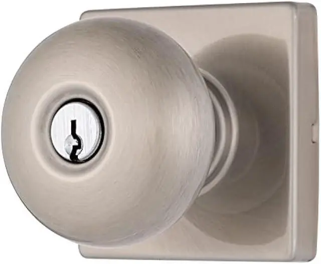 Main image of BRINKS Contemporary Keyed Entry Ball Door Knob, Modern Lock Set, Interior Door Knobs for Sleek Home Decor - Satin Nickel