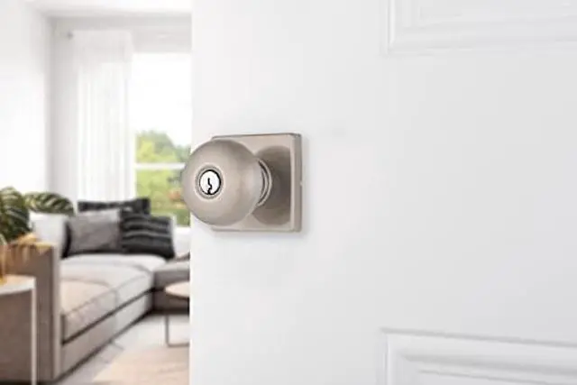 Alt view image 2 of 6 - BRINKS Contemporary Keyed Entry Ball Door Knob, Modern Lock Set, Interior Door Knobs for Sleek Home Decor - Satin Nickel