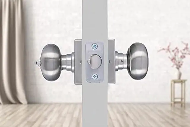 Alt view image 4 of 6 - BRINKS Contemporary Keyed Entry Ball Door Knob, Modern Lock Set, Interior Door Knobs for Sleek Home Decor - Satin Nickel