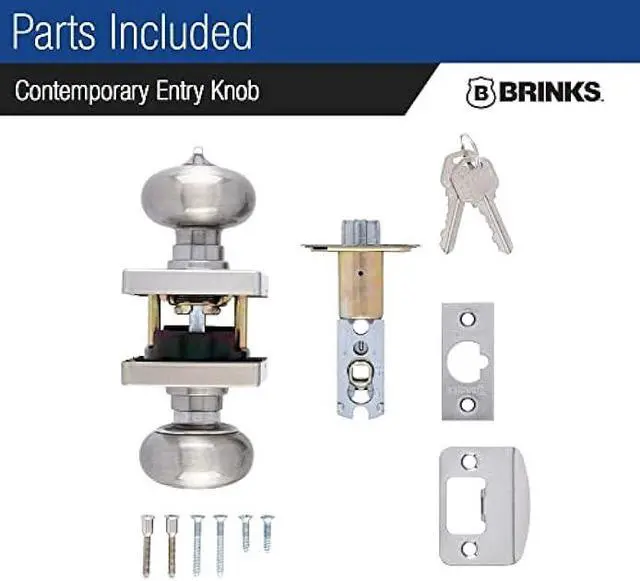 Alt view image 6 of 6 - BRINKS Contemporary Keyed Entry Ball Door Knob, Modern Lock Set, Interior Door Knobs for Sleek Home Decor - Satin Nickel