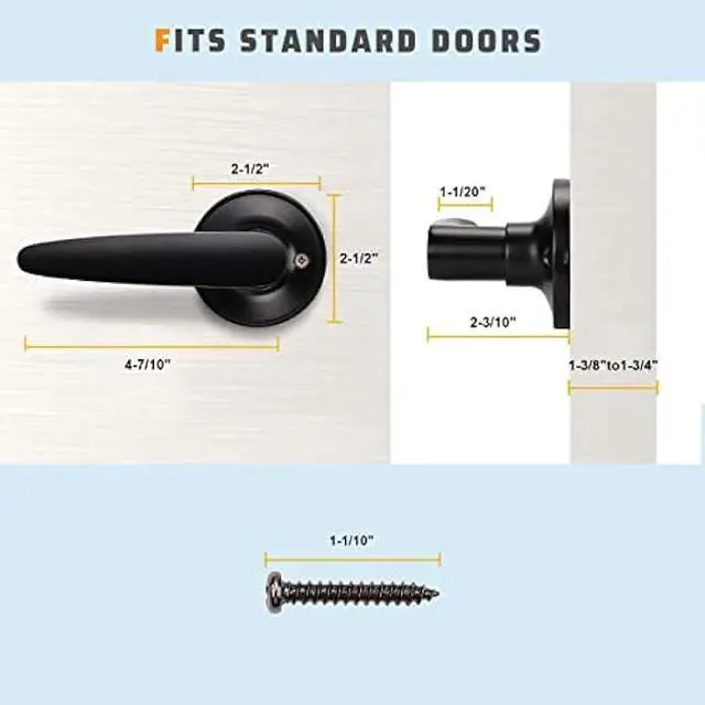Alt view image 2 of 5 - KNOBWELL 1 Pack Single Sided Dummy Door Levers Matte Black Finish Dummy Door Knobs, Classic Dummy Door Handle for Closet, Interior Door Use