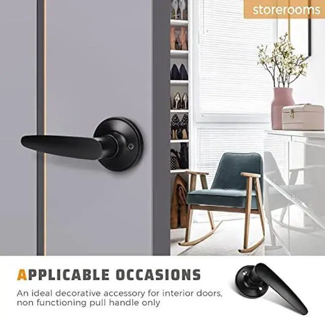 Alt view image 4 of 5 - KNOBWELL 1 Pack Single Sided Dummy Door Levers Matte Black Finish Dummy Door Knobs, Classic Dummy Door Handle for Closet, Interior Door Use