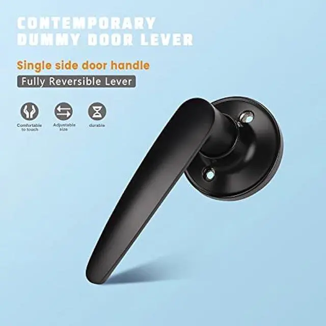 Alt view image 3 of 5 - KNOBWELL 1 Pack Single Sided Dummy Door Levers Matte Black Finish Dummy Door Knobs, Classic Dummy Door Handle for Closet, Interior Door Use