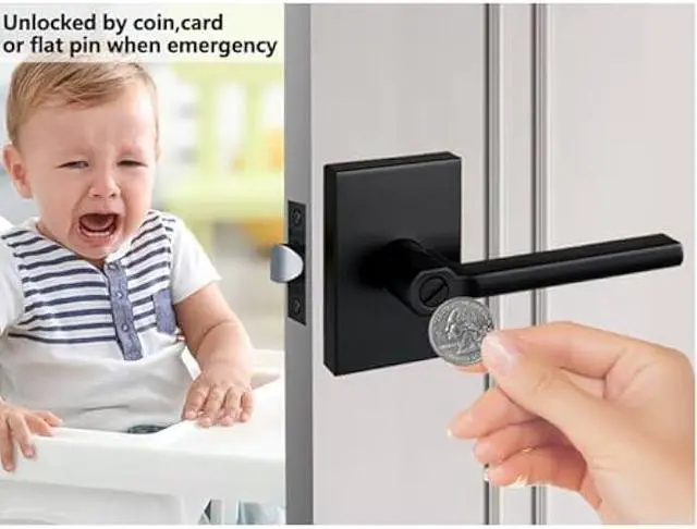 Alt view image 2 of 6 - NEWBANG Long Plate Bed and Bath Room Door Lever for Privacy Bathroom and Interior Door Heavy Duty Door Lock Handle in Matte Black FinishMDC894-DB-BK-10P