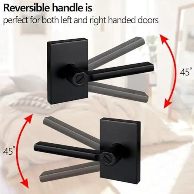 Alt view image 5 of 6 - NEWBANG Long Plate Bed and Bath Room Door Lever for Privacy Bathroom and Interior Door Heavy Duty Door Lock Handle in Matte Black FinishMDC894-DB-BK-10P