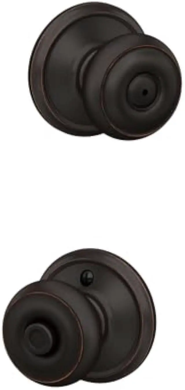 Main image of Schlage F40 GEO 716 Georgian Door Knob, Bed & Bath Privacy Lock, Aged Bronze