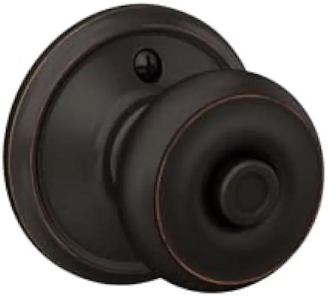 Alt view image 4 of 5 - Schlage F40 GEO 716 Georgian Door Knob, Bed & Bath Privacy Lock, Aged Bronze