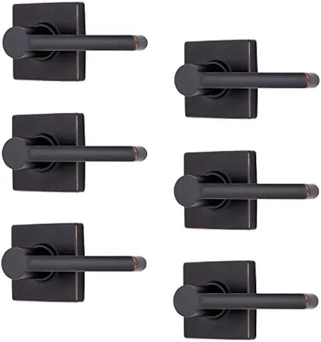 Main image of BRINKS  6-Pack Tuscan Bronze Contemporary Interior Passage Straight Door Lever  Keyless Oil Rubbed Bronze Finish Non-Locking Straight Door Handle