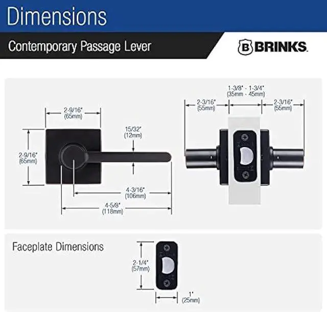 Alt view image 3 of 5 - BRINKS  6-Pack Tuscan Bronze Contemporary Interior Passage Straight Door Lever  Keyless Oil Rubbed Bronze Finish Non-Locking Straight Door Handle