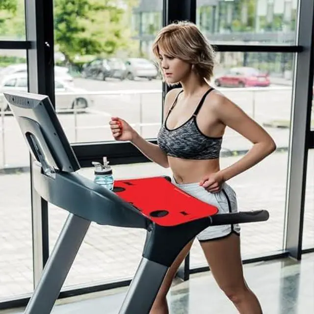 Alt view image 2 of 6 - Treadmill Desk Attachment, 36 Inches Tread Tray Workstation Handlebars Platform with Laptop Holder, Cup Tablet Holder, Ergonomic Stand with Cooling Holes(Black)