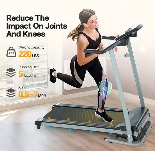 Alt view image 2 of 7 - Home Foldable Treadmill with Incline, Folding Treadmill for Home Workout, Electric Walking Treadmill Machine 15 Preset or Adjustable Programs 250 LB Capacity MP3 (Black)